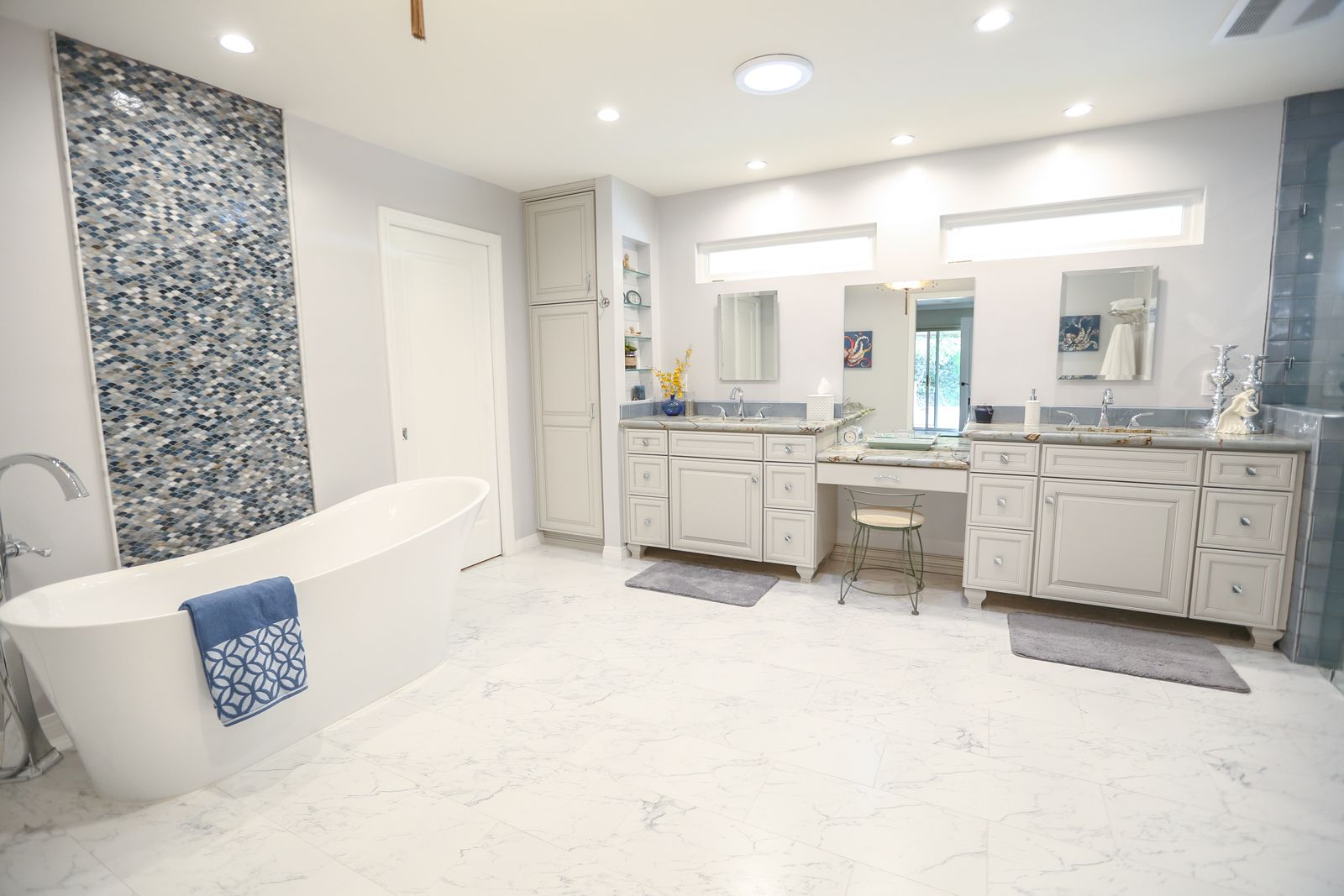 Bathroom remodel in San Diego with a freestanding tub