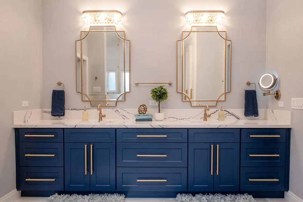 San Diego, classic blue and gold, a Kaminskiy bathroom remodel in San Diego County