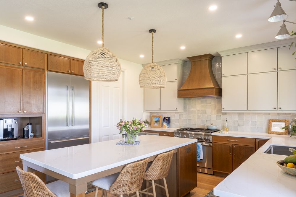 Encinitas, two-tone with island seating, a Kaminskiy kitchen remodel in San Diego County