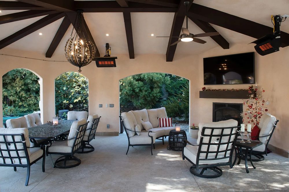Carmel Valley, a covered outdoor room, a Kaminskiy outdoor living project in San Diego County
