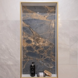 Gold inlays in Walk in Shower