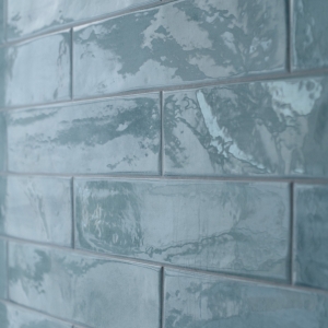 Muted Blue Tile Backsplash