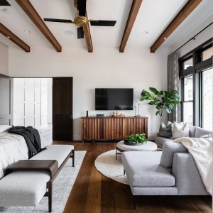 High wood beam ceiling ideas for home remodel