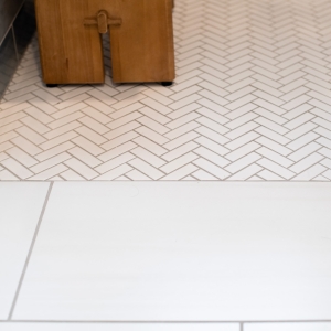 primary shower floor tile festival white glossy herringbone mosaic