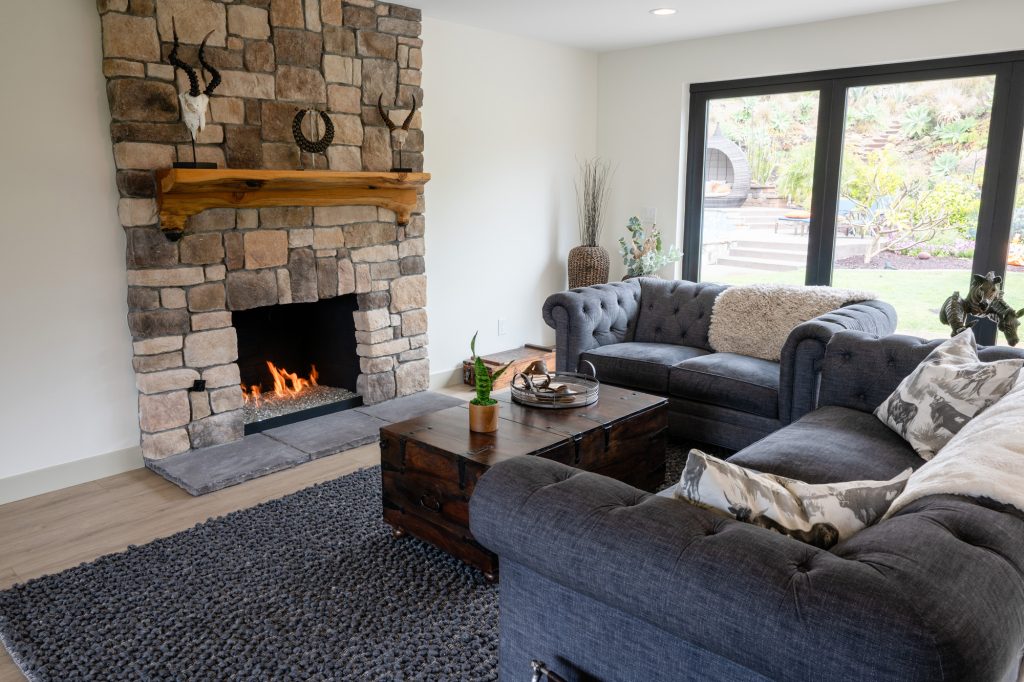 Open Floor Plan Living Room with a Custom Fireplace