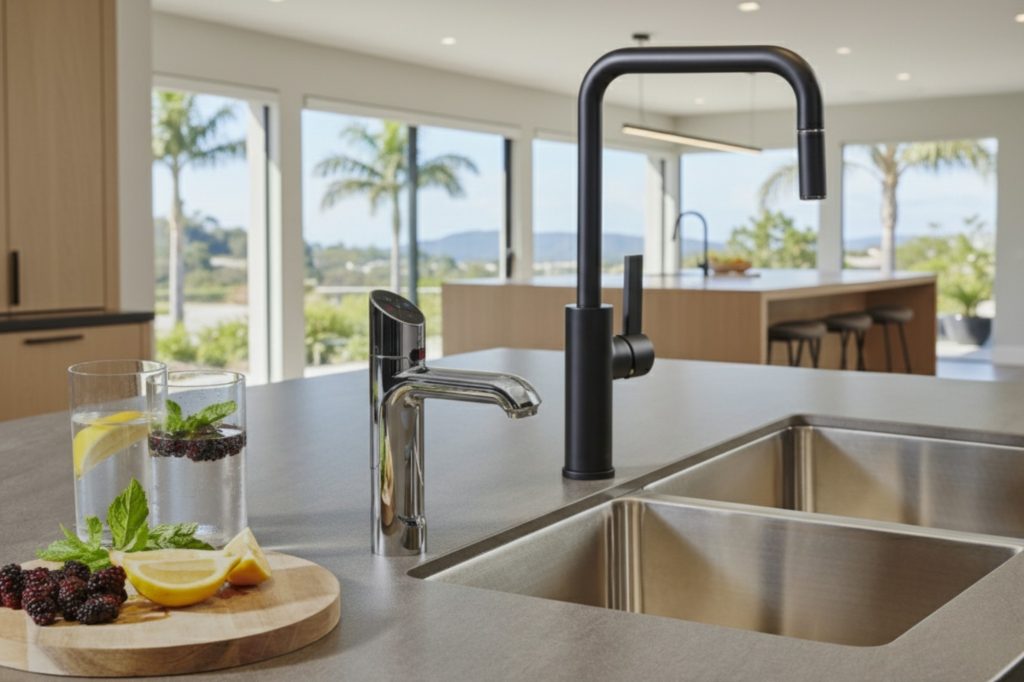 Workstation sink with cutting board, colander, and integrated accessories 