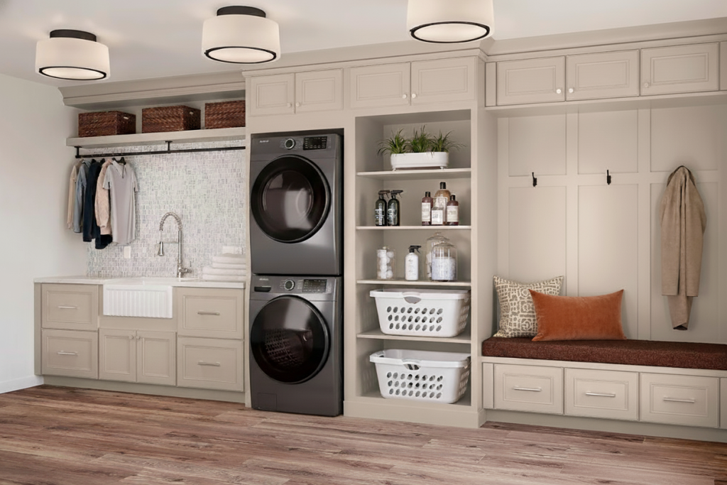 Mudroom-laundry hybrid with utility sink and storage cabinets 2025 San Diego Trend
