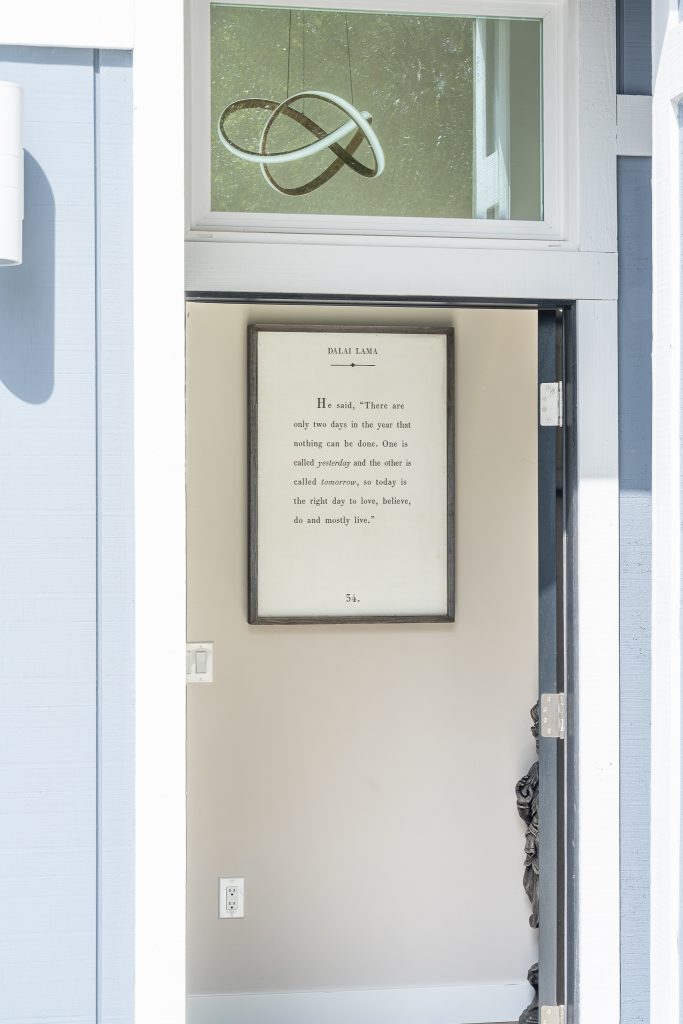 Foyer light and quote