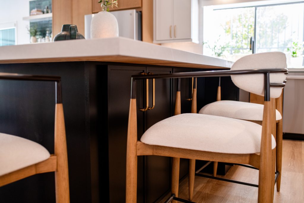 Kitchen island seating with upholstered stools