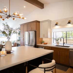 Open kitchen with large island and sink wall