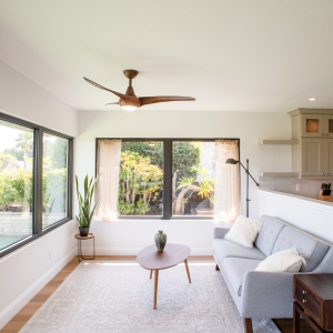 Sitting area connected to a remodeled open kitchen