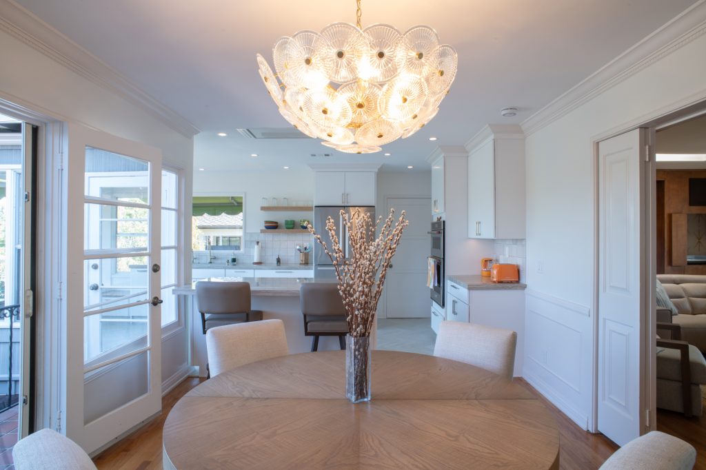 Remodeled Point Loma kitchen seen from the dining room after the dividing wall was removed